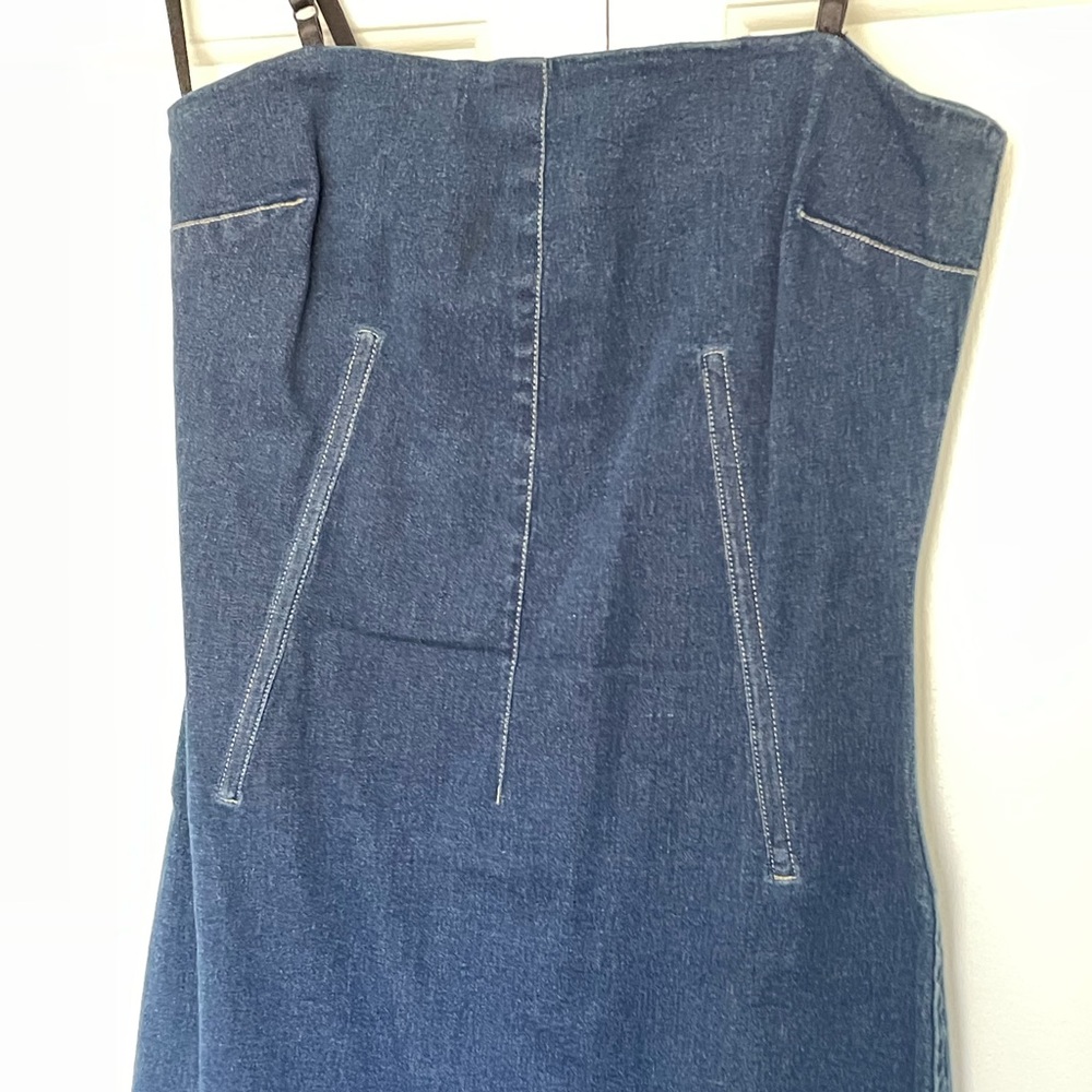 Stretch denim mini dress with boning